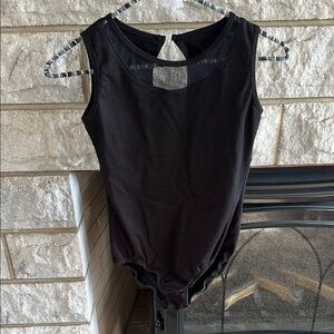 Black Mesh Neckline Sleeveless Bodysuit Girls 3XL
